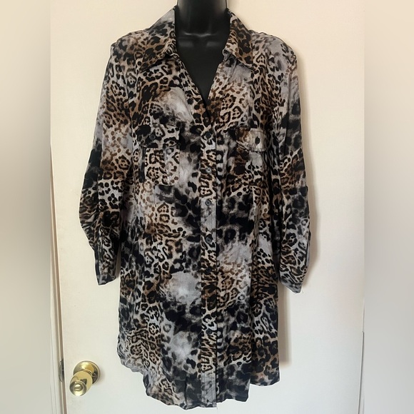Sunny Leigh Animal Print Button-Down Shirt - Picture 1 of 4